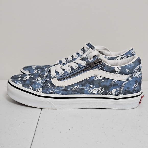 VANS Kids Cosmic Glow Old Skool Zip Shoes Sneakers Girls 3 Blue White Not Worn - Picture 1 of 9